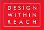 A Design Within Reach logo with white lettering on a red background.